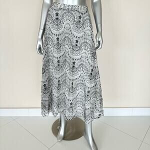 Ermanno Scervino black/white laces silk mid skirt size 42 IT or M Retail 1900$